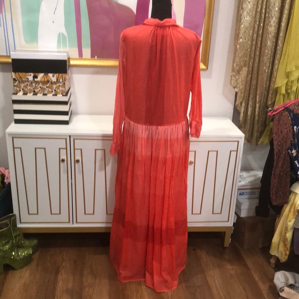 Mimi Liberté Coral Maxi Sundress with Dress Shirt Collar M/L - Picture 4 of 5